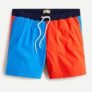 NWT J.Crew 6" stretch swim trunk in colorblock‎